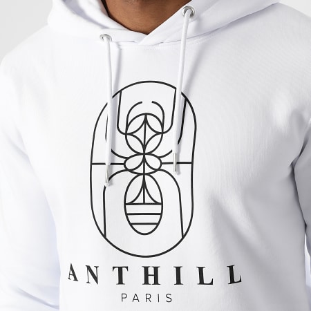 Anthill - Sweat Capuche Outline Blanc Noir