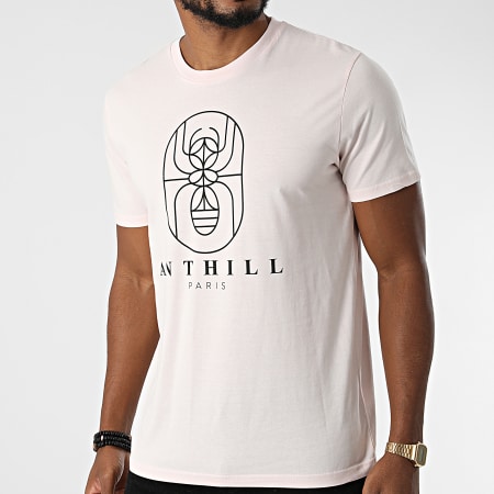 Anthill - Camiseta negra con contorno rosa pastel