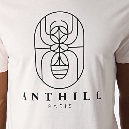 Anthill - Camiseta negra con contorno rosa pastel
