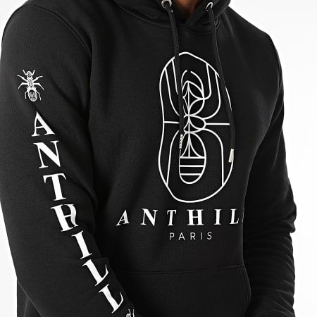 Anthill - Felpa con cappuccio Outline Nero Bianco