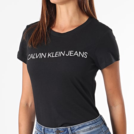 Calvin Klein - Lot De 2 Tee Shirts Femme Institutional Logo 6466 Noir Gris Anthracite