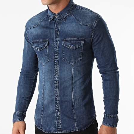 Frilivin - Camicia a maniche lunghe in jeans blu