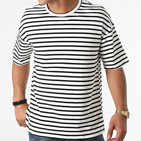 Frilivin - Tee Shirt à Rayures Blanc Noir