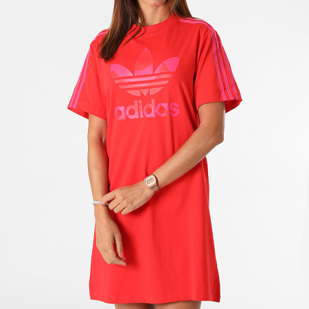 Adidas Originals - Abito donna a righe H20486 Rosso Rosa