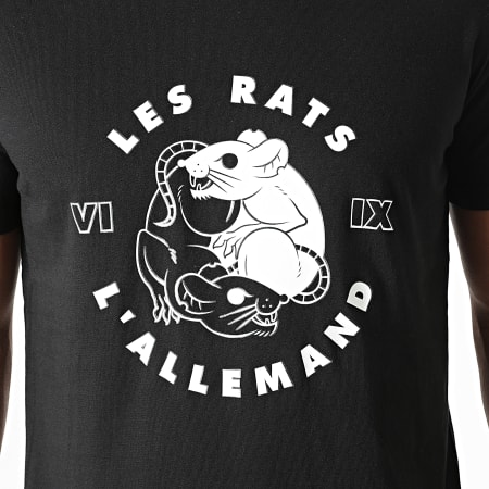 L'Allemand - Camiseta Las Ratas Negro Blanco