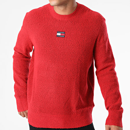 Tommy Jeans - Pull Solid Badge 1341 Rouge Chiné