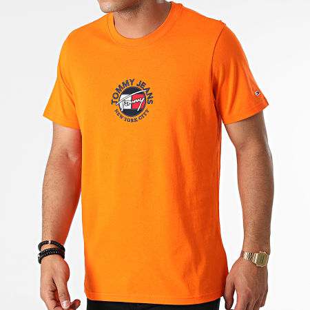 Tommy Jeans - Tee Shirt Timeless Tommy 1605 Arancione