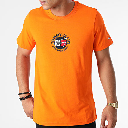 Tommy Jeans - Tee Shirt Timeless Tommy 1605 Arancione