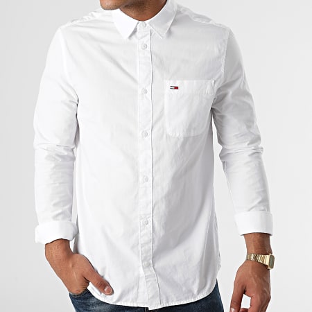 Tommy Jeans - Chemise Manches Longues Essential Poplin 1870 Blanc