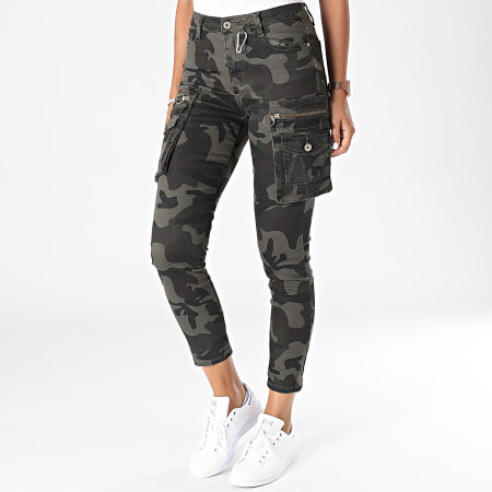 Girls Outfit Pantalon Cargo Skinny Femme Camouflage R788 Vert Kaki Ryses
