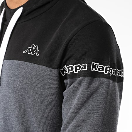 Kappa - Sweat Capuche Logo Itopo 32146EW Gris Anthracite Chiné Noir
