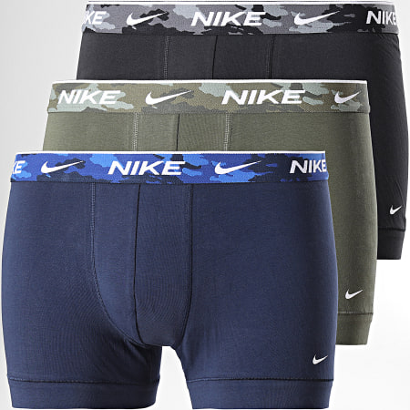 Nike - Lot De 3 Boxers Everyday Cotton Stretch KE1008 Noir Vert Kaki Bleu Marine Camo