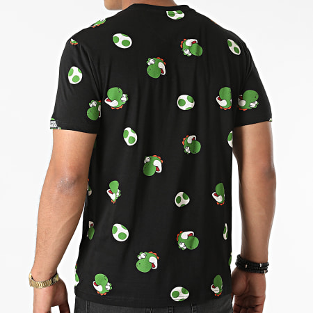 Super Mario - Tee Shirt All Over Print Yoshi Noir