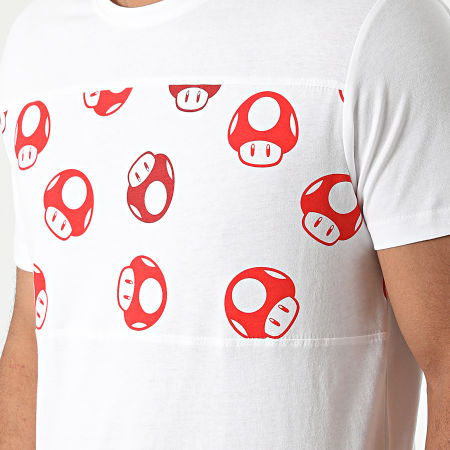 Super Mario - Tee Shirt All Over Print Toad Blanc