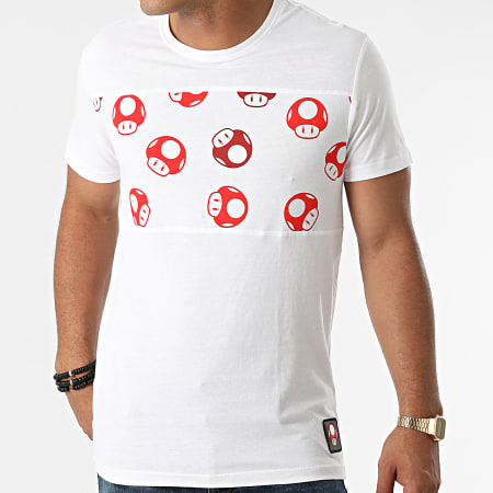 Super Mario - Camiseta Sapo Estampado All Over Blanco