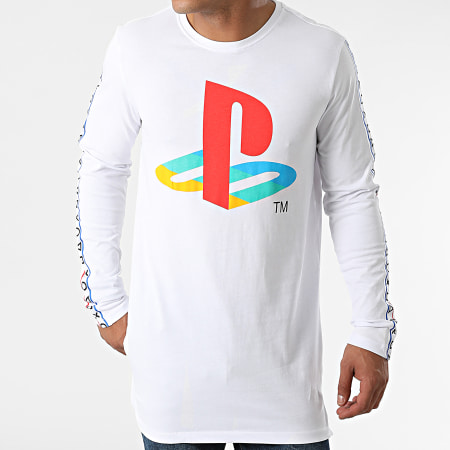 Playstation - Tee Shirt Oversize Manches Longues Taping Blanc