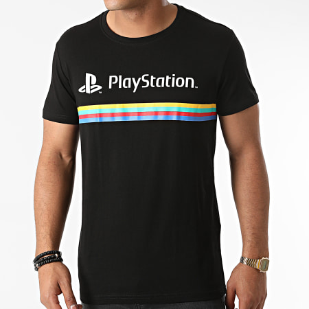Playstation - Camiseta con logotipo de rayas de color Negro