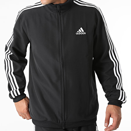 Adidas Sportswear - GK9950 Tuta da ginnastica nera con strisce