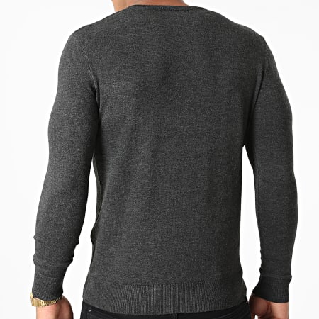 KZR - Pull Col V LD-69007 Gris Anthracite Chiné