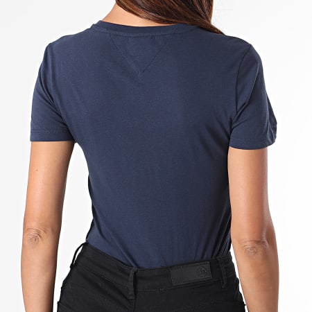 Tommy Jeans - Tee Shirt Femme Skinny Essential Logo 1239 Bleu Marine