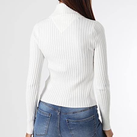 Tommy Jeans - Pull Col Zippé Femme 1619 Blanc Cassé