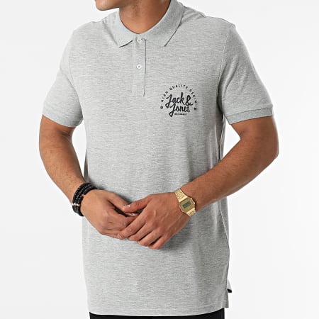 Jack And Jones - Polo Manches Courtes Kimbel Gris Chiné