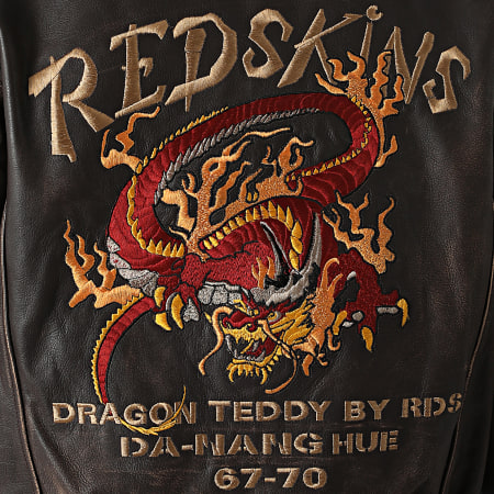Redskins - Chaqueta Teddy de piel de dragón marrón