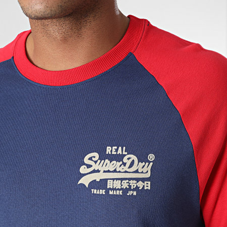 Superdry - Tee Shirt Vintage Logo AC Raglan M1011209A Bleu Rouge