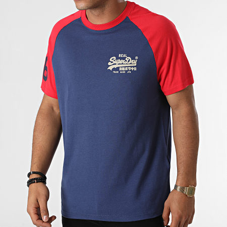 Superdry - Vintage AC Raglan Logo Tee Shirt M1011209A Blu Rosso
