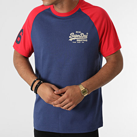 Superdry - Tee Shirt Vintage Logo AC Raglan M1011209A Bleu Rouge