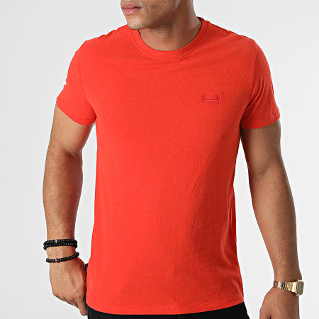 Superdry - Camiseta con bordado de logotipo vintage M1011245A naranja jaspeado