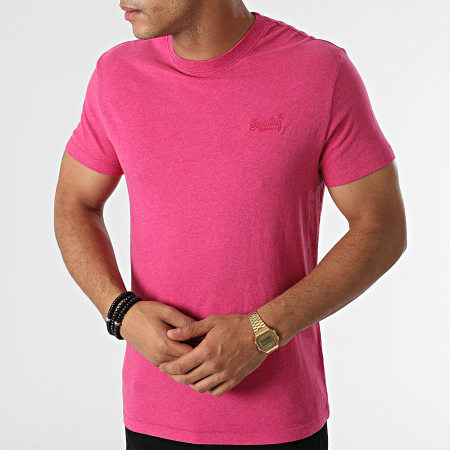 Superdry - Camiseta con bordado de logotipo vintage M1011245A rosa jaspeado