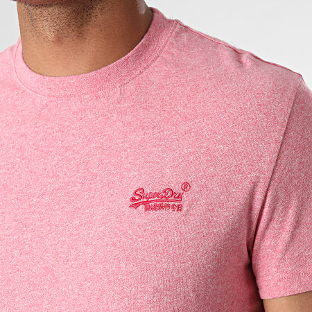 Superdry - Camiseta con bordado de logotipo vintage M1011245A rosa claro jaspeado