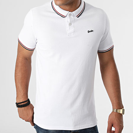 Superdry - Polo Manches Courtes Tipped M1110253A Blanc