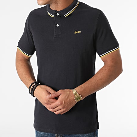 Superdry - Polo Manches Courtes Tipped M1110253A Bleu Marine