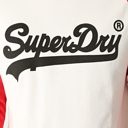 Superdry - Tee Shirt Manches Longues Vintage Logo AC Raglan M6010608A Beige Rouge