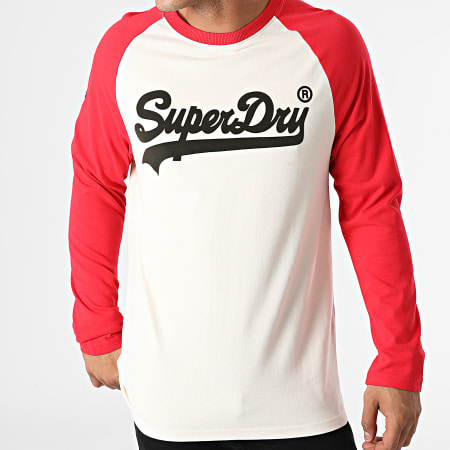 Superdry - Vintage Logo AC Raglan Camiseta de manga larga M6010608A Beige Rojo
