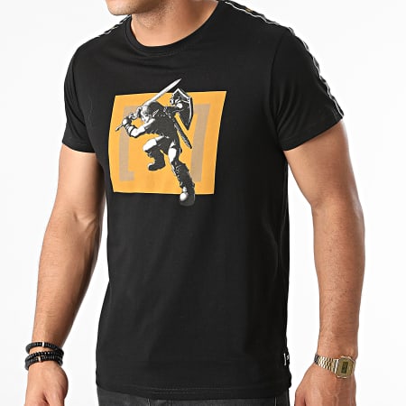 Capslab - Tee Shirt A Bandes Link Noir