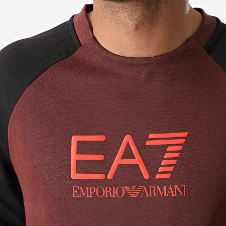 EA7 Emporio Armani - Sudadera con cuello redondo 6KPM41-PJANZ Burdeos Negro