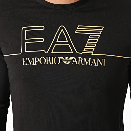 EA7 Emporio Armani - Tee Shirt Manches Longues 6KPT31-PJM9Z Noir Doré