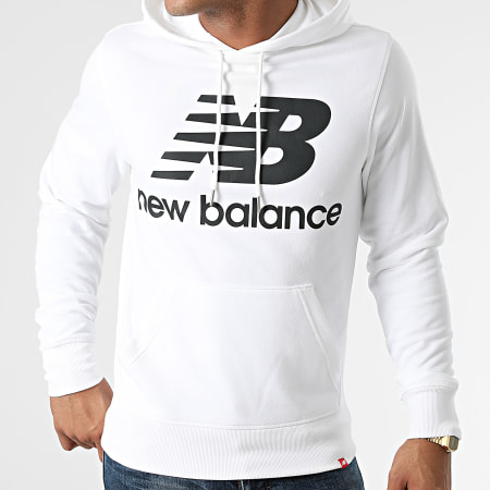 New Balance - MT03558 Felpa con cappuccio bianca