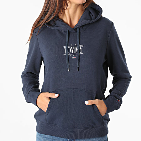 Tommy Jeans - Sweat Capuche Femme Regular Essential Logo 1049 Bleu Marine