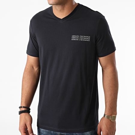 Armani Exchange - T-shirt con scollo a V 6KZTGX-ZJBVZ Blu navy