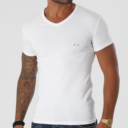 Armani Exchange - Juego de 2 camisetas con cuello en V 956004-CC282 Negro Blanco
