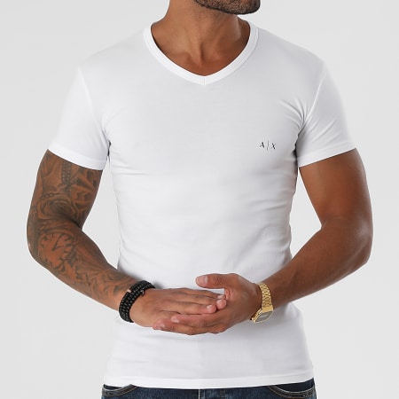 Armani Exchange - Juego de 2 camisetas con cuello en V 956004-CC282 Negro Blanco