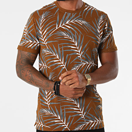 Only And Sons - Tee Shirt Floral Iason Marron
