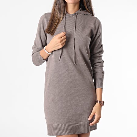 Only - Robe Pull Femme A Capuche Mischa Taupe
