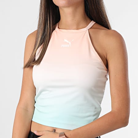 Puma - Camiseta sin mangas corta con degradado para mujer 845841 naranja verde