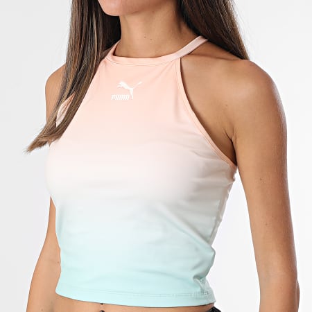 Puma - Camiseta sin mangas corta con degradado para mujer 845841 naranja verde