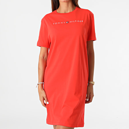 Tommy Hilfiger - Vestido Camiseta Regular Mujer 1639 Rojo Coral